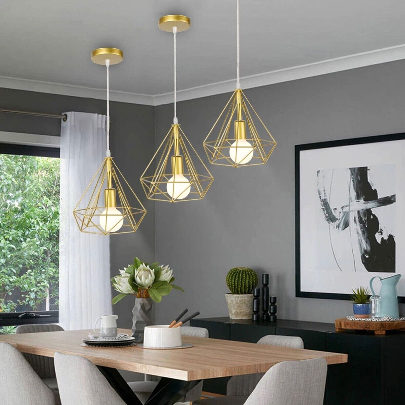 Geometric Wire Cage Design Easy Fit Lighting~1993-4