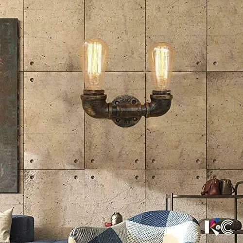 Industrial Vintage Style pipe wall or Ceiling Light Double B22 Bar Conduits Light~1556-0