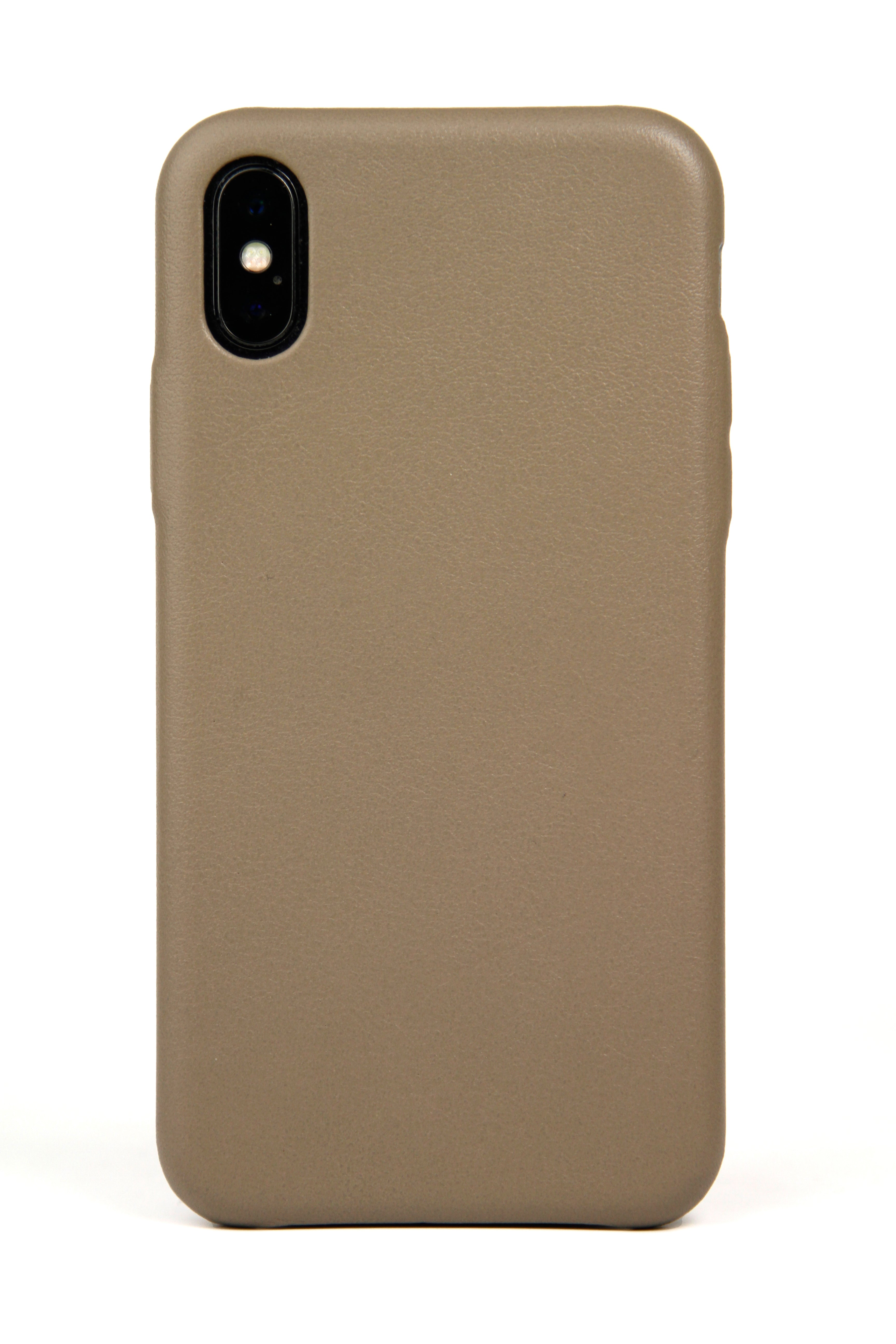 iPhone X Case, Taupe Leather-0