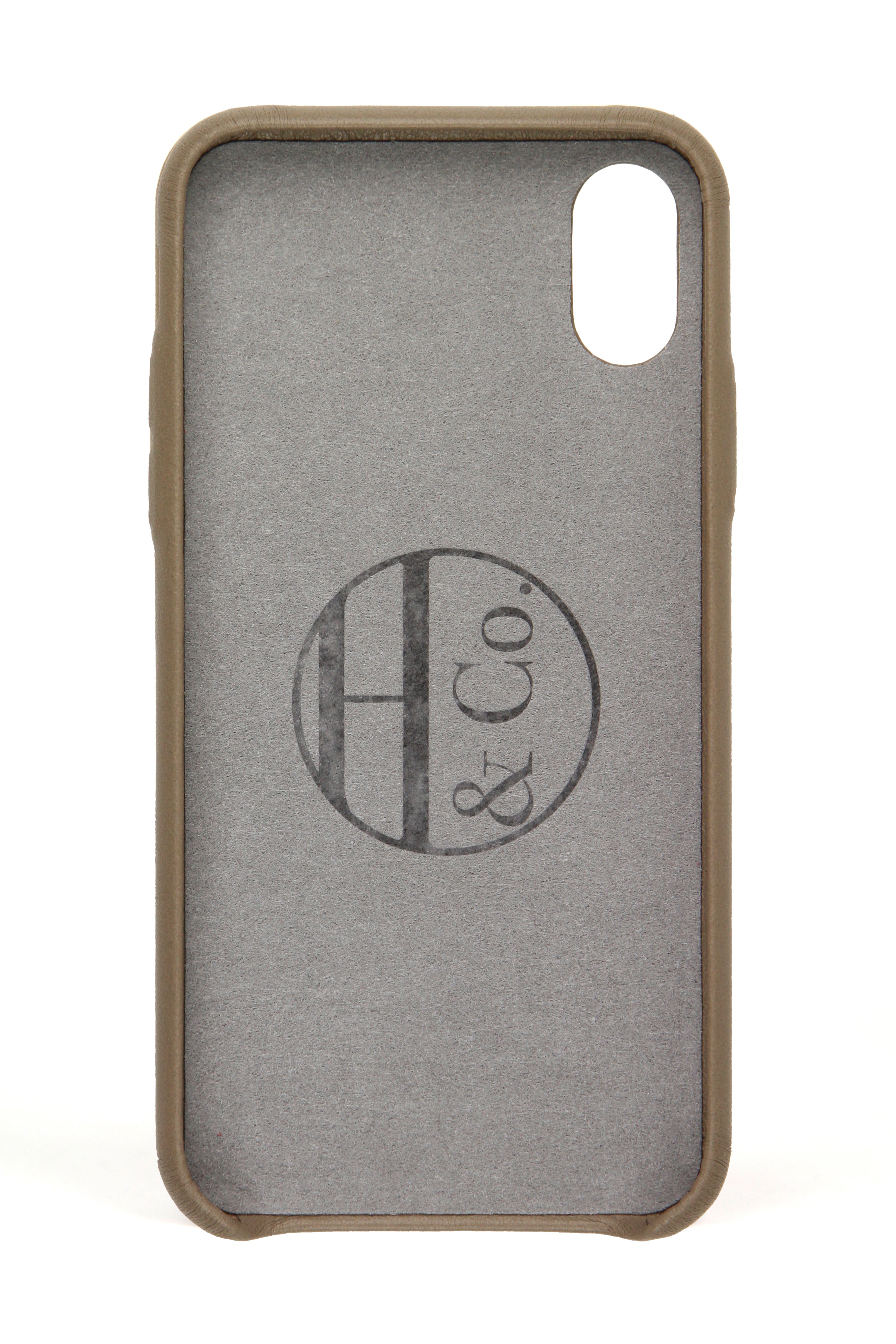 iPhone X Case, Taupe Leather-1