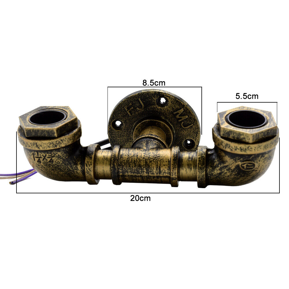 Industrial Vintage Style pipe wall or Ceiling Light Double B22 Bar Conduits Light~1556-1